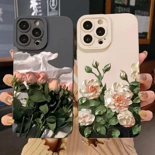 Custom Rose Flower Silicone iPhone Case